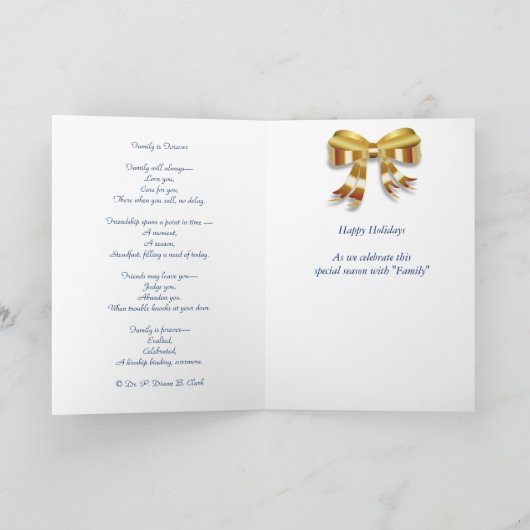 De "familie is voor altijd" Kerstmis van het Paar Feestdagen Kaart (Binnen)