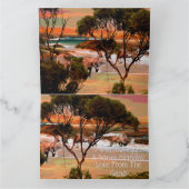 de familie Kangaroo in de olieverf van de strand, Bedankkaart (Binnen)