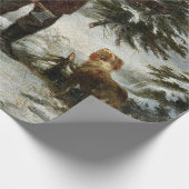 De familie kerstboom  sneeuwlandschap cadeaupapier (Hoek)