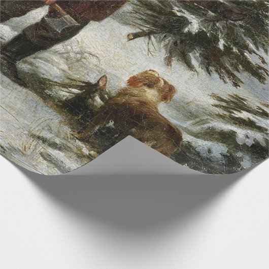 De familie kerstboom  sneeuwlandschap cadeaupapier (Hoek)