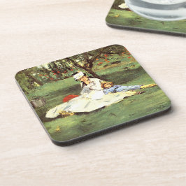 De familie Monet in hun tuin Edouard Manet Bier Onderzetter