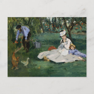 De familie Monet in hun tuin   Édouard Manet Briefkaart