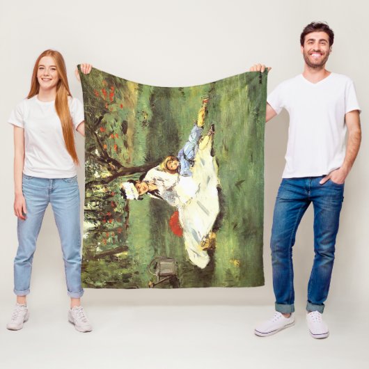 De familie Monet in hun tuin Edouard Manet Fleece Deken (In situ)