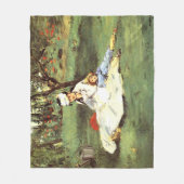 De familie Monet in hun tuin Edouard Manet Fleece Deken (Voorkant)