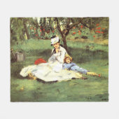 De familie Monet in hun tuin Edouard Manet Fleece Deken (Voorkant (Horizontaal))
