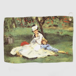 De familie Monet in hun tuin Edouard Manet Golfhanddoek