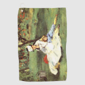 De familie Monet in hun tuin Edouard Manet Golfhanddoek (Voorkant)