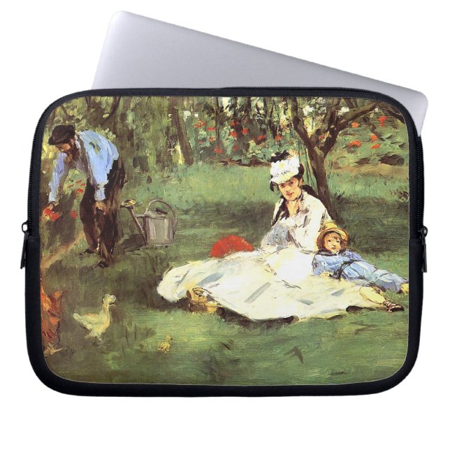 De familie Monet in hun tuin Edouard Manet Laptop Sleeve (Voorkant)
