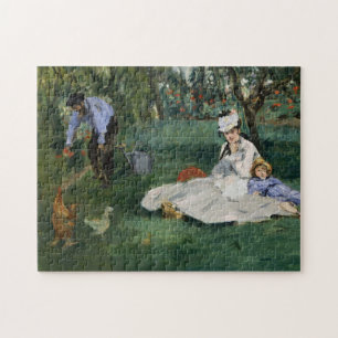 De familie Monet in hun tuin   Édouard Manet Legpuzzel