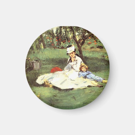 De familie Monet in hun tuin Edouard Manet Magneet (Voorkant)