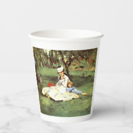 De familie Monet in hun tuin Edouard Manet Papieren Bekers