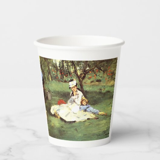 De familie Monet in hun tuin Edouard Manet Papieren Bekers (Voorkant)