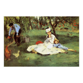 De familie Monet in hun tuin Edouard Manet Perfect Poster