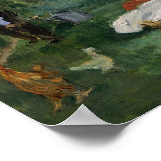 De familie Monet in hun tuin | Édouard Manet Poster (Hoek)