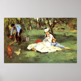De familie Monet in hun tuin Edouard Manet Poster