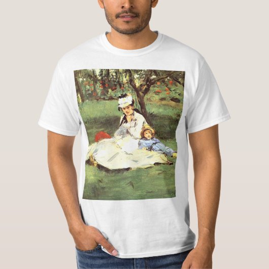 De familie Monet in hun tuin Edouard Manet T-shirt (Voorkant)