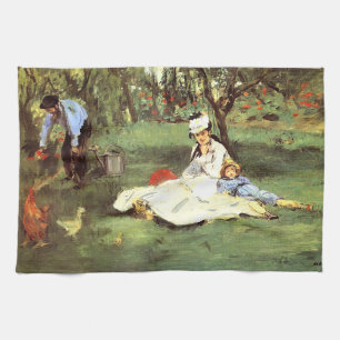 De familie Monet in hun tuin Edouard Manet Theedoek