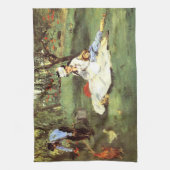 De familie Monet in hun tuin Edouard Manet Theedoek (Verticaal)