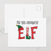 De familie Naughty Elf komt overeen met de kerstpy Briefkaart (Voorkant / Achterkant)