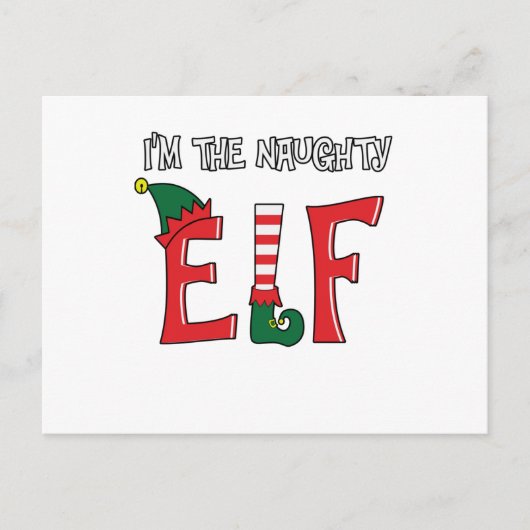 De familie Naughty Elf komt overeen met de kerstpy Briefkaart (Voorkant)
