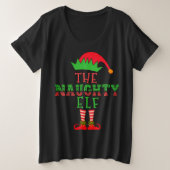 De familie Naughty Elf komt overeen met Kerstmis Grote Maat T-shirt (Design voorkant)