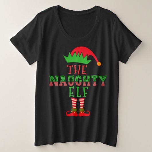 De familie Naughty Elf komt overeen met Kerstmis Grote Maat T-shirt (Design voorkant)