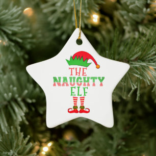 De familie Naughty Elf komt overeen met Kerstmis Keramisch Ornament
