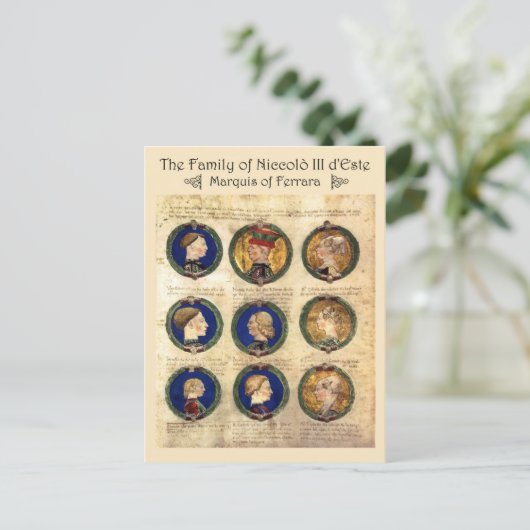 De familie Niccolò III d'Este Briefkaart (Staand voorkant)