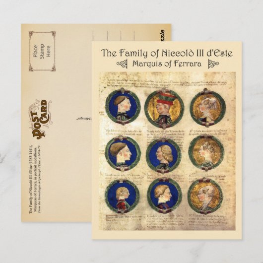 De familie Niccolò III d'Este Briefkaart (Voorkant / Achterkant)