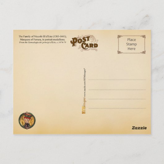 De familie Niccolò III d'Este Briefkaart (Achterkant)