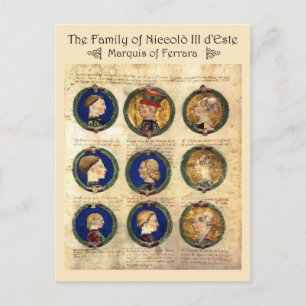 De familie Niccolò III d'Este Briefkaart