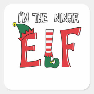 De familie Ninja Elf komt overeen met de kerstpyja Vierkante Sticker