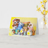 De familie Owl Kaart (Gele Bloem)
