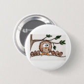 De familie Owl Ronde Button 5,7 Cm (Voorkant /achterkant)