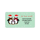 De familie Penguin heeft ons adres verplaatst Etiket (Voorkant)