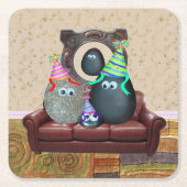 De familie Pet Rock Kartonnen Onderzetters (Voorkant)