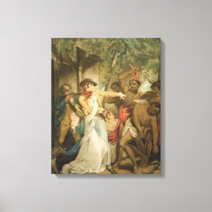 De familie Settling, aangevallen door Savages, geg Canvas Afdruk