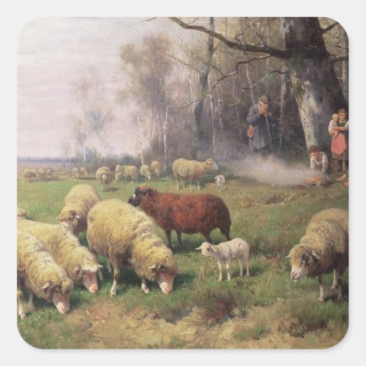 De familie Shepherd Vierkante Sticker (Voorkant)