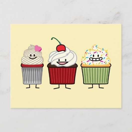De familie van Cupcake het berijpen bestrooit Briefkaart (Voorkant)