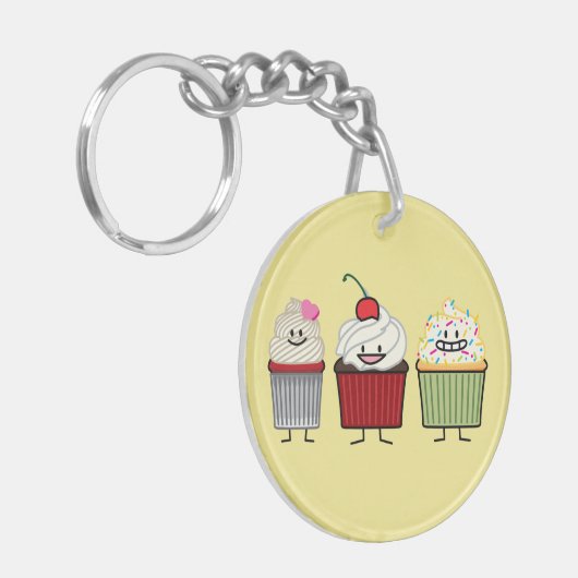 De familie van Cupcake het berijpen bestrooit hea Sleutelhanger (Voorkant Links)