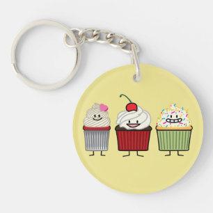 De familie van Cupcake het berijpen bestrooit hea Sleutelhanger