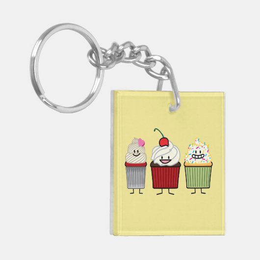 De familie van Cupcake het berijpen bestrooit hea Sleutelhanger (Voorkant Links)