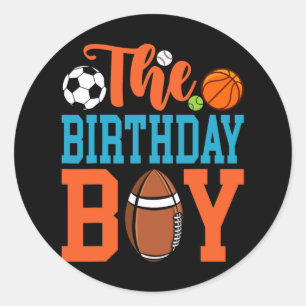 De familie van de Birthday Boy Sports Matching Fam Ronde Sticker