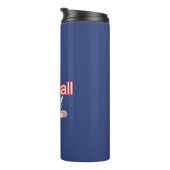 De familie van de honkbalpa spaart moderne zwarte  thermosbeker (Geroteerd rechts)