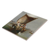 De familie van de vissers (olie op doek) tegeltje (Zijkant)