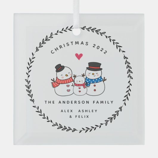 De familie van drie kerstmannen glas ornament (Voorkant)