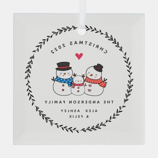 De familie van drie kerstmannen glas ornament (Achterkant)