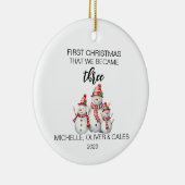 De familie van drie kerstmannen keramisch ornament (Rechts)