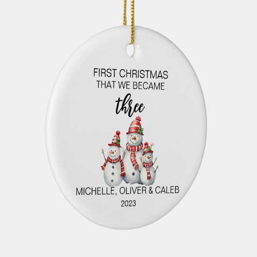 De familie van drie kerstmannen keramisch ornament (Rechts)