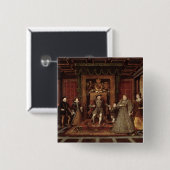 De familie van Henry VIII: Vierkante Button 5,1 Cm (Voorkant /achterkant)